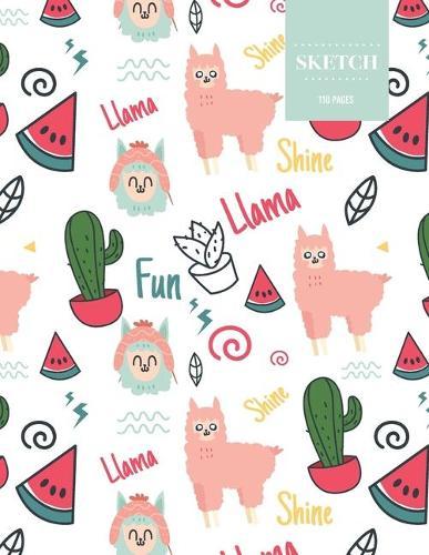 Sketch 110 Pages: Llama Summer Fun Sketchbook for Kids, Teen and College Students - Succulent Llama Pattern