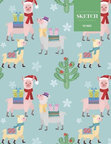 Sketch 110 Pages: Christmas Llama with Tree Sketchbook for Kids, Teen and College Students - Succulent Llama Pattern