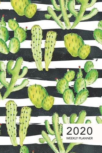 2020 Weekly Planner: Stripes + Cactus Print - 6x9 in - 2020 Calendar Organizer with Bonus Dotted Grid Pages + Inspirational Quotes + To-Do Lists