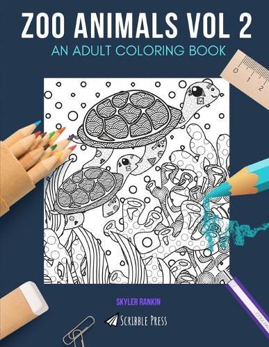 Zoo Animals Vol 2: AN ADULT COLORING BOOK: Chimpanzees, Llamas, Turtles & Manatees - 4 Coloring Books In 1
