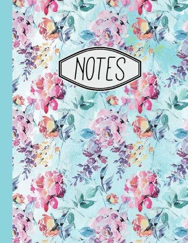 Notes: Powder Blue Floral Notebook 8.5  X 11  110 Pages