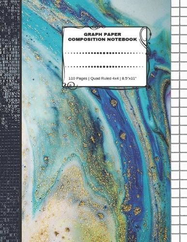 Graph Paper Composition Notebook: "110 Pages - Quad Ruled 4x4 - 8.5"" x 11"" Marble Large Notebook with Grid Paper - Math Notebook For Students"