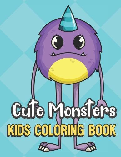 Cute Monsters Kids Coloring Book: Funny Purple Monster Color Book for Children of All Ages. Teal Diamond Design with Black White Pages for Mindfulness and Relaxation
