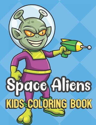 Space Aliens Kids Coloring Book: Green Alien in Purple Suit Cover Color Book for Children of All Ages. Blue Diamond Design with Black White Pages for Mindfulness and Relaxation