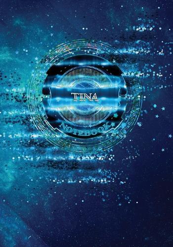 Tina Notebook: Art Deco - 7 X10  Blue Spiritual Cosmic Composition Book