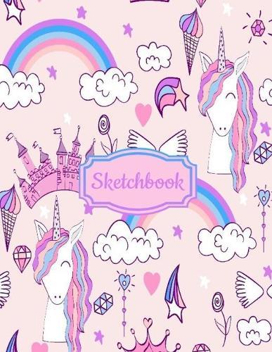 Sketchbook: Pink Purple Unicorn Fairytale Castles Magic Ice Cream Diamonds Flowers Stars and Rainbows Sketch Book for Artists, Students and Personal Use; 8.5''x11'' Softcover