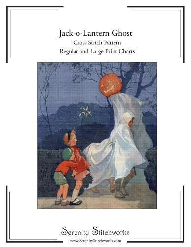 Jack-o-Lantern Ghost Cross Stitch Pattern: Regular and Large Print Charts