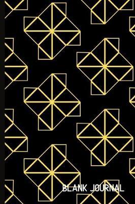 Blank Journal: Geometric Black Gold Triangle Square Pattern Notebook- Art Deco 6x9 Diary for Women Girls Teens