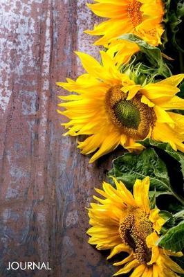 Journal: Vintage Rustic Positivity Sunflower Vase Blank Lined Journal Nature Lover Writing Notebook - Sunshine Botanical Floral Garden Decorated Interior Design