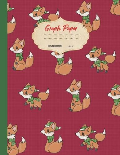 Graph paper: Cute Christmas foxes theme cover. Large US letter 8.5x11. 5x5 engineering 1/2 inch graphing grid.