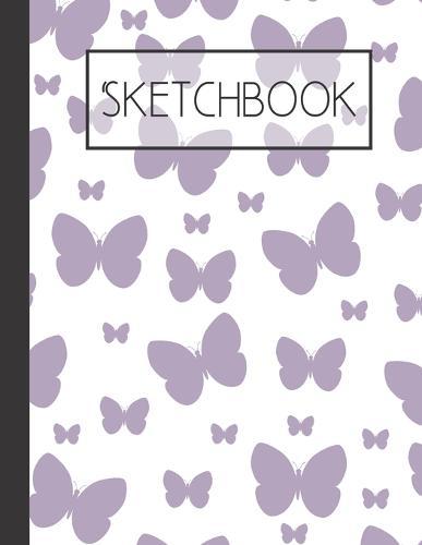 Purple Butterflies Sketchbook: 200 Page Sketchbook: Artist Edition (8.5x11)