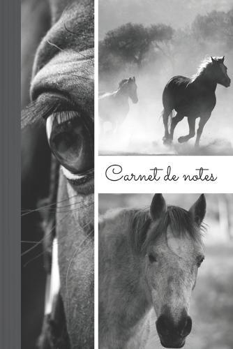 Carnet de note: photos de chevaux en noir et blanc - Interieur ligne pour prise de note facile, avec motifs cheval ( carnet de note ligne avec motifs cheval )
