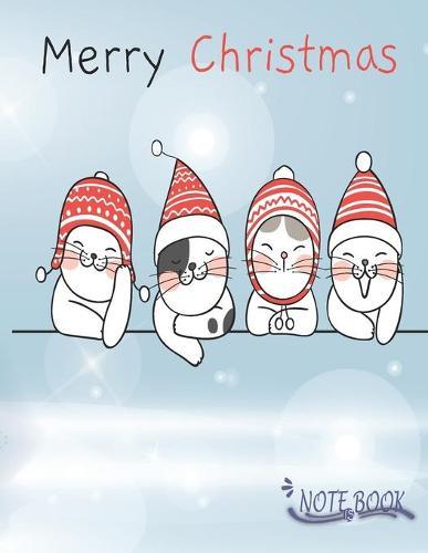 Notebook: Notebook with a cats happy on Christmas day's cover Extra large (8.5 x 11) inches, 110 pages, Line notebook.
