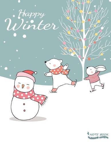 Notebook: Notebook with Cute animals in the winter cover Extra large (8.5 x 11) inches, 110 pages, Line notebook