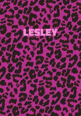 Lesley: Personalized Pink Leopard Print Notebook (Animal Skin Pattern). College Ruled (Lined) Journal for Notes, Diary, Journaling. Wild Cat Theme Design with Cheetah Fur Graphic
