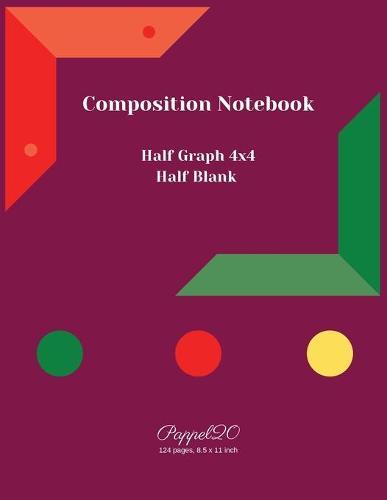 College Notebook Half Graph 4x4 - Half Blank--124 pages -8.5x11 Inches