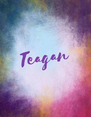 Teagan: Teagan sketchbook journal blank book. Large 8.5 x 11 Attractive watercolor texture purple pink orange & blue tones. arty stylish pretty journal for girls.