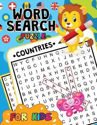 Countries Word Search Puzzle for Kids: Easy and Fun Activity Learning Workbook with Cute Unicorn Coloring Pages