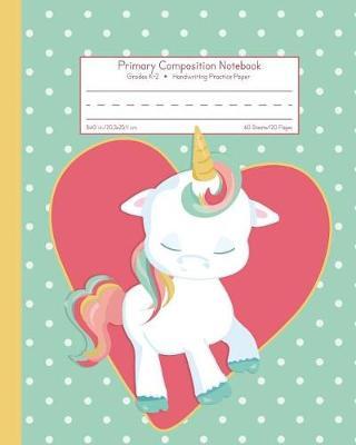 Primary Composition Notebook Grades K-2 Handwriting Practice Paper: School Exercise Book - 120 Dashed Midline Pages - Pink Heart