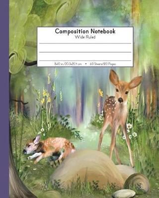 Composition Notebook Wide Ruled: Kindergarten to Early Childhood School Exercise Book - 120 Lined Pages - Watercolor Fawn Deer