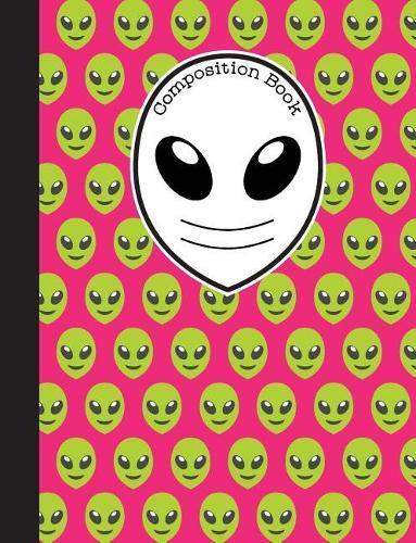 Composition Book: Hot Pink and Green Emoji Alien Notebook with 150 Pages or 75 Sheets, Wide Ruled