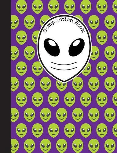 Composition Book: Purple and Green Emoji Alien Notebook with 150 Pages or 75 Sheets, Wide Ruled