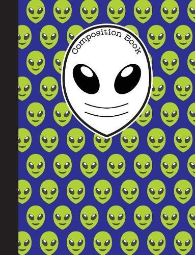 Composition Book: Navy Blue and Green Emoji Alien Notebook with 150 Pages or 75 Sheets, College Ruled Softcover