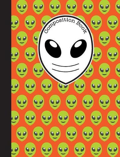 Composition Book: Orange and Green Emoji Alien Notebook with 150 Pages or 75 Sheets, College Ruled Softcover