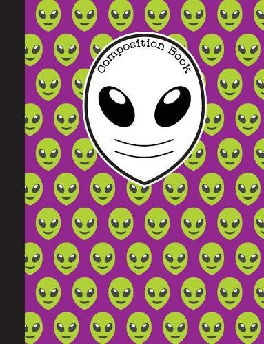 Composition Book: Purple and Green Emoji Alien Notebook with 150 Pages or 75 Sheets, College Ruled Softcover