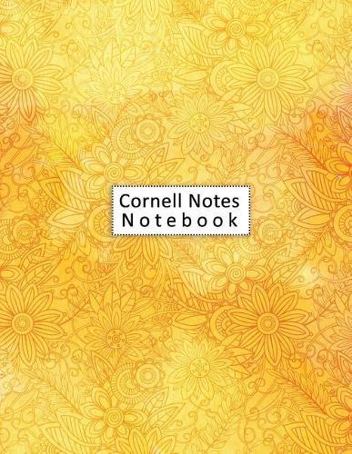 Cornell Notes Notebook: Large Student Cornell Note Taking System 120 Pages Flowery Yellow Gradient Cover