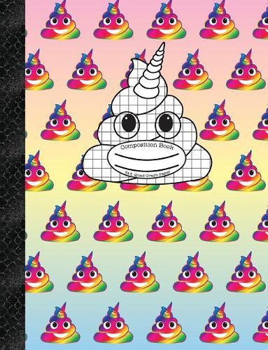 Composition Book 4x4 Quad Graph Paper: Rainbow Unicorn Poop Emoji, 150 Pages or 75 Sheets, 1/4 Inch Squares, Softcover