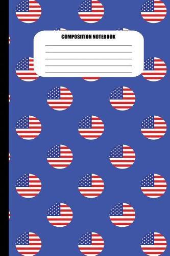 Composition Notebook: American Flag Circles on Blue Background (100 Pages, College Ruled)