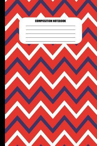 Composition Notebook: Blue and White Zig Zags on Red Background (100 Pages, College Ruled)
