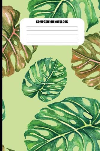 Composition Notebook: Green and Brown Leaves on an Avocado Background (100 Pages, College Ruled)