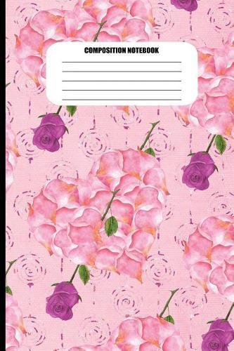 Composition Notebook: Flower Petal Hearts Impaled by Purple Roses (100 Pages, College Ruled)