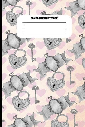 Composition Notebook: Heart Lock and Key Pattern (100 Pages, College Ruled)