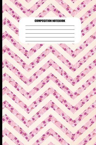 Composition Notebook: Pink Floral Zig Zags / Cream Background (100 Pages, College Ruled)
