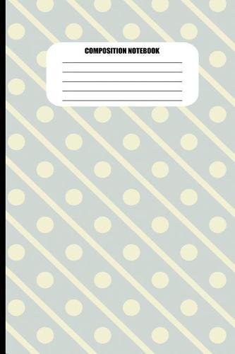 Composition Notebook: Yellow Circles and Slanted Strips on Gray Background (100 Pages, College Ruled)