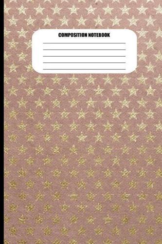 Composition Notebook: Gold Stars on Quilted Pattern (100 Pages, College Ruled)