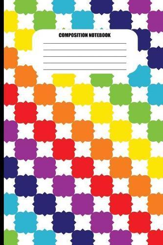 Composition Notebook: Rainbow Patchwork Checkerboard Design (100 Pages, College Ruled)
