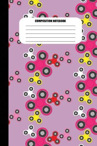 Composition Notebook: Fidget Spinners in Red, Yellow, White and Pink (Purple Background) (100 Pages, College Ruled)
