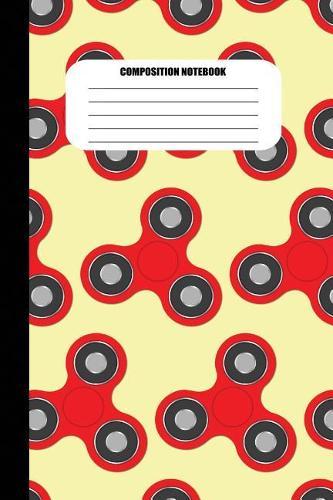 Composition Notebook: Red Fidget Spinners on Yellow Background (100 Pages, College Ruled)