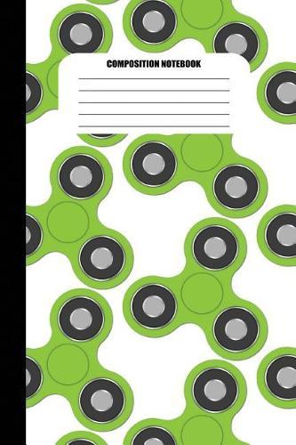 Composition Notebook: Green Fidget Spinners on White Background (100 Pages, College Ruled)