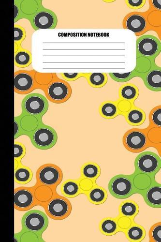 Composition Notebook: Fidget Spinners in Orange, Green and Yellow (Peach Background) (100 Pages, College Ruled)
