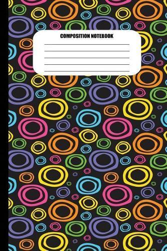 Composition Notebook: Neon Abstract Oval Shapes on Black (100 Pages, College Ruled)
