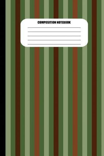 Composition Notebook: Pinstripes in Red, Green and Brown Pattern (100 Pages, College Ruled)