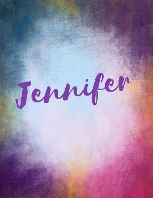 Jennifer: Jennifer Sketchbook Journal Blank Book. Large 8.5 X 11 Attractive Watercolor Texture Purple Pink Orange & Blue Tones. Arty Stylish Pretty Journal for Girls.