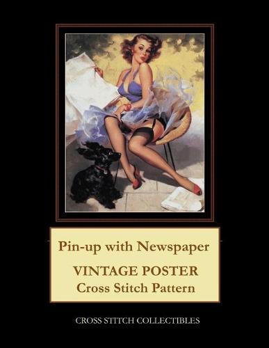 Pin-Up with Newspaper: Vintage Poster Cross Stitch Pattern