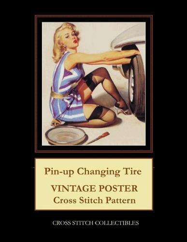 Pin-Up Changing Tire: Vintage Poster Cross Stitch Pattern