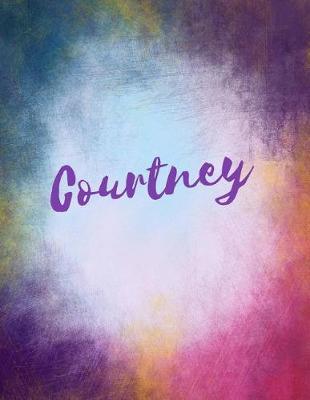 Courtney: Courtney Sketchbook Journal Blank Book. Large 8.5 X 11 Attractive Watercolor Texture Purple Pink Orange & Blue Tones. Arty Stylish Pretty Journal for Girls.